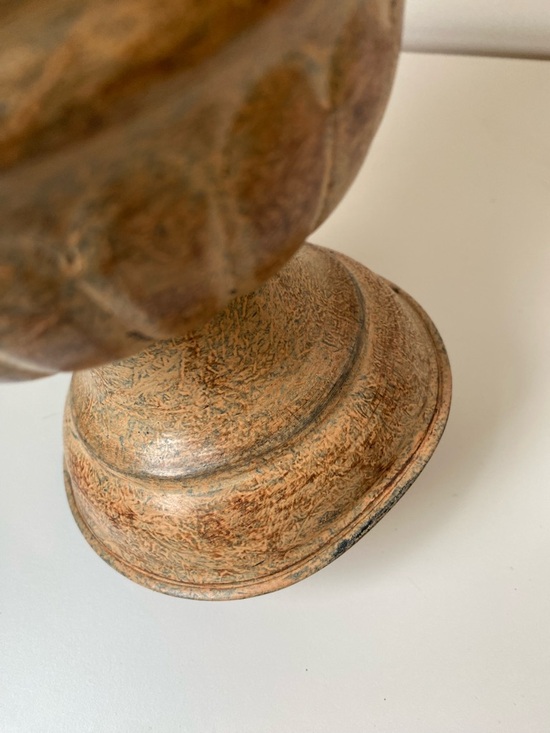 Footed Metal Embossed Urn Pot Vase Châteaucore Cottagecore Parisian Rustic - Picture 13 of 13